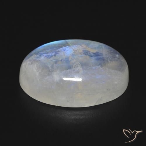 Pierre de lune arc-en-ciel Blanc bleuâtre naturelle ovale, 17.11 ct, Transparent