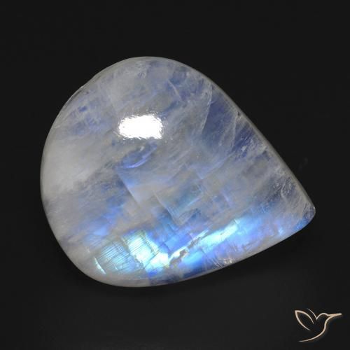 Pierre de lune arc-en-ciel Blanc bleuâtre naturelle En forme de poire, 16.02 ct, Transparent