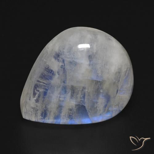 Pierre de lune arc-en-ciel Blanc bleuâtre naturelle En forme de poire, 16.02 ct, Transparent