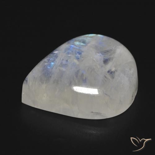 Pierre de lune arc-en-ciel Blanc bleuâtre naturelle En forme de poire, 16.02 ct, Transparent