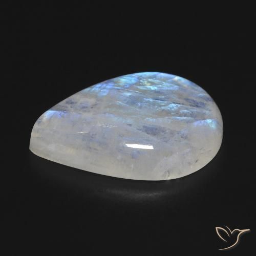 Pierre de lune arc-en-ciel Blanc bleuâtre naturelle En forme de poire, 9.96 ct, Transparent