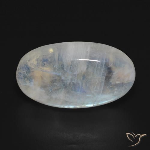 16.54ct Naturel Blanc bleuâtre Pierre de lune arc-en-ciel, ovale, Opaque