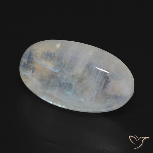 Pierre de lune arc-en-ciel Blanc bleuâtre naturelle ovale, 16.54 ct, Opaque