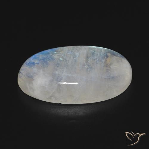 Pierre de lune arc-en-ciel Blanc bleuâtre naturelle ovale, 16.54 ct, Opaque