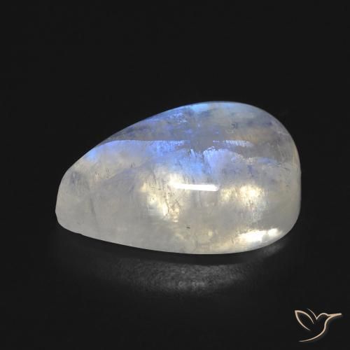 Pierre de lune arc-en-ciel Blanc bleuâtre naturelle En forme de poire, 8.49 ct, Transparent