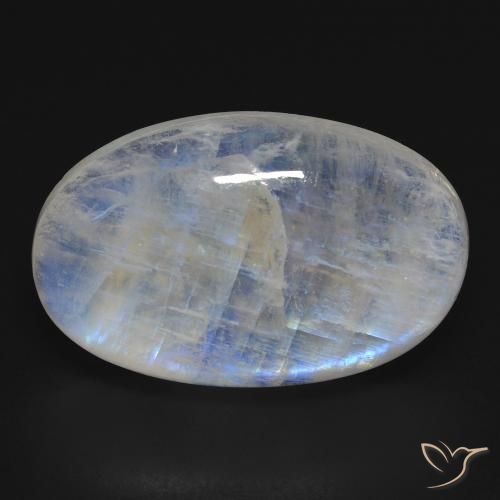 25.56ct Naturel Blanc bleuâtre Pierre de lune arc-en-ciel, ovale, Transparent