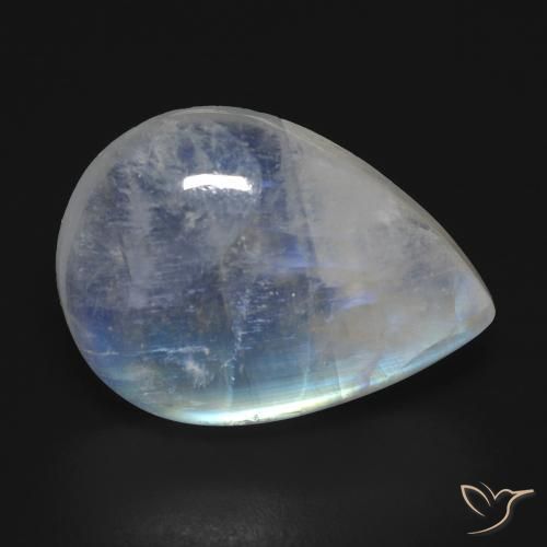 Pierre de lune arc-en-ciel Blanc bleuâtre naturelle En forme de poire, 16.74 ct, Transparent