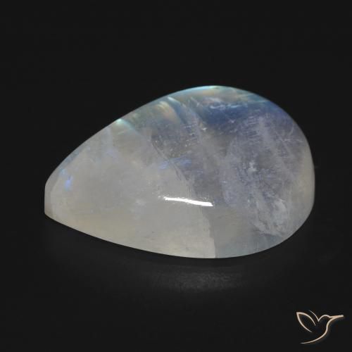Pierre de lune arc-en-ciel Blanc bleuâtre naturelle En forme de poire, 16.74 ct, Transparent
