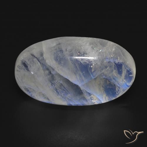 20.08ct Naturel Blanc bleuâtre Pierre de lune arc-en-ciel, ovale, Transparent