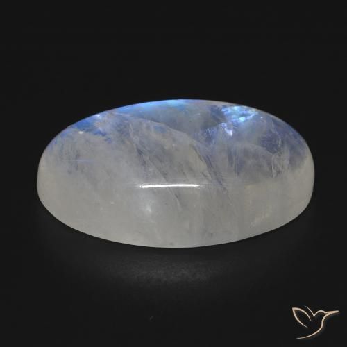 Pierre de lune arc-en-ciel Blanc bleuâtre naturelle ovale, 20.08 ct, Transparent