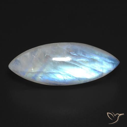 12.33ct Naturel Blanc bleuâtre Pierre de lune arc-en-ciel, Marquise, Transparent