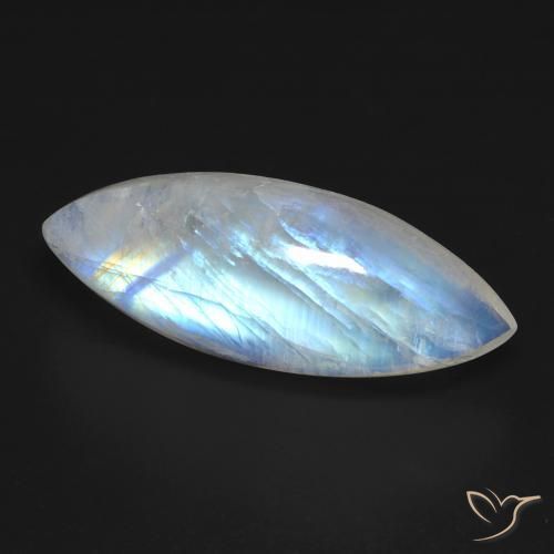 Pierre de lune arc-en-ciel Blanc bleuâtre naturelle Marquise, 12.33 ct, Transparent