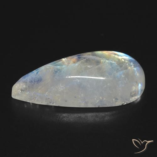 Pierre de lune arc-en-ciel Blanc bleuâtre naturelle En forme de poire, 10.83 ct, Transparent