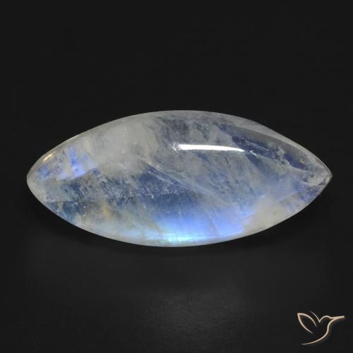 9.62ct Naturel Blanc bleuâtre Pierre de lune arc-en-ciel, Marquise, Transparent