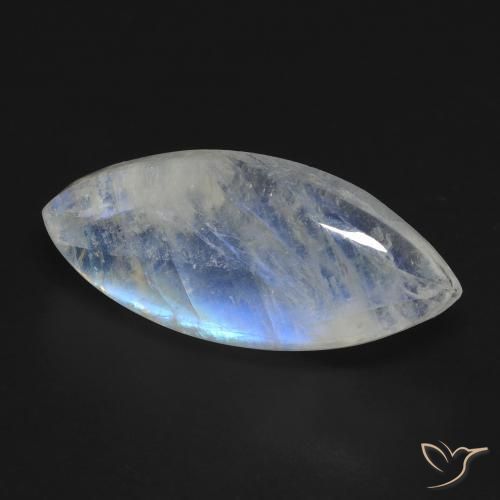 Pierre de lune arc-en-ciel Blanc bleuâtre naturelle Marquise, 9.62 ct, Transparent