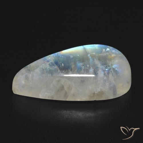 Pierre de lune arc-en-ciel Blanc bleuâtre naturelle En forme de poire, 16.67 ct, Transparent