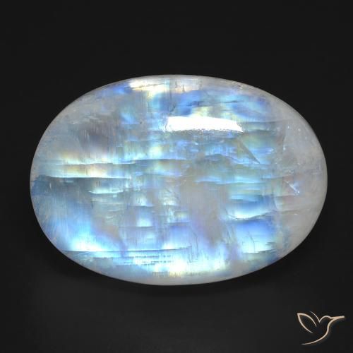 25.97ct Naturel Blanc bleuâtre Pierre de lune arc-en-ciel, ovale, Translucide