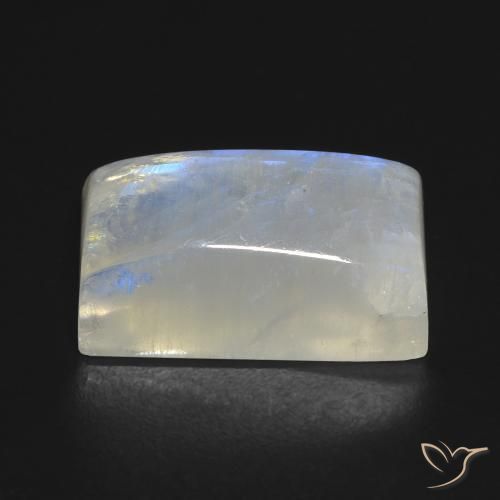 Pierre de lune arc-en-ciel Blanc bleuâtre naturelle Baquette, 14.72 ct, Transparent