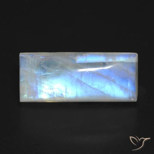 9.46ct Naturel Blanc bleuâtre Pierre de lune arc-en-ciel, Baquette, Transparent