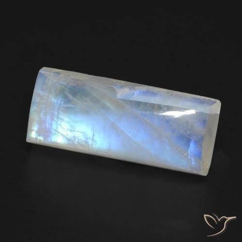 Pierre de lune arc-en-ciel Blanc bleuâtre naturelle Baquette, 9.46 ct, Transparent
