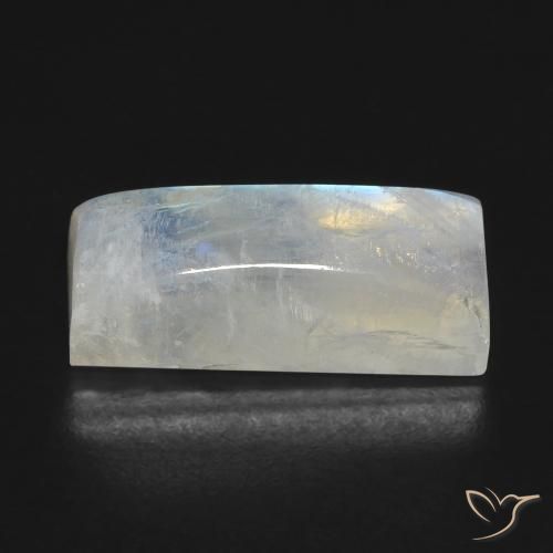 Pierre de lune arc-en-ciel Blanc bleuâtre naturelle Baquette, 9.46 ct, Transparent