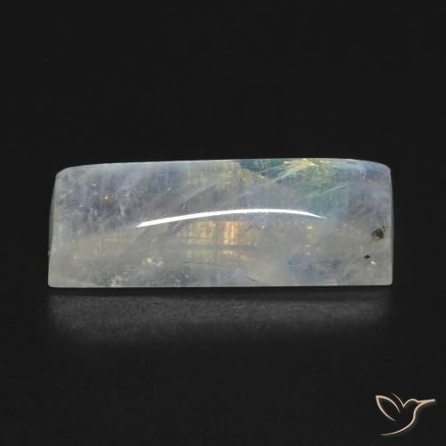 Pierre de lune arc-en-ciel Blanc bleuâtre naturelle Baquette, 6.98 ct, Transparent