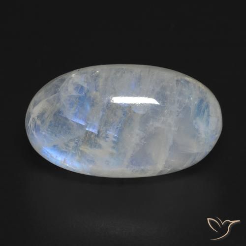 16.25ct Naturel Blanc bleuâtre Pierre de lune arc-en-ciel, ovale, Transparent