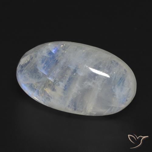 Pierre de lune arc-en-ciel Blanc bleuâtre naturelle ovale, 16.25 ct, Transparent