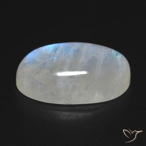 Pierre de lune arc-en-ciel Blanc bleuâtre naturelle ovale, 16.25 ct, Transparent