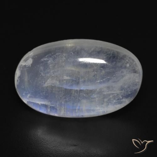 Pierre de lune arc-en-ciel Blanc bleuâtre naturelle ovale, 11.13 ct, Transparent