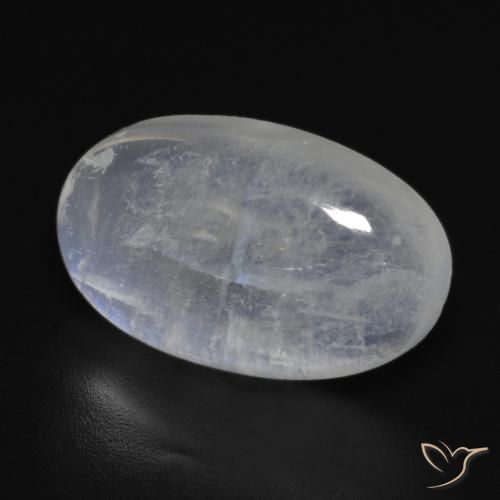 Pierre de lune arc-en-ciel Blanc bleuâtre naturelle ovale, 11.13 ct, Transparent