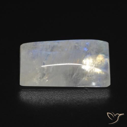 Pierre de lune arc-en-ciel Blanc bleuâtre naturelle Baquette, 7.10 ct, Transparent