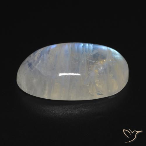 Pierre de lune arc-en-ciel Blanc bleuâtre naturelle ovale, 11.85 ct, Transparent