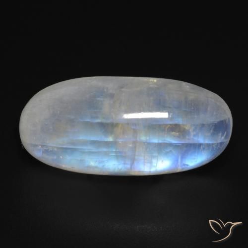 12.42ct Naturel Blanc bleuâtre Pierre de lune arc-en-ciel, ovale, Transparent