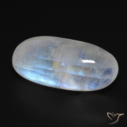 Pierre de lune arc-en-ciel Blanc bleuâtre naturelle ovale, 12.42 ct, Transparent