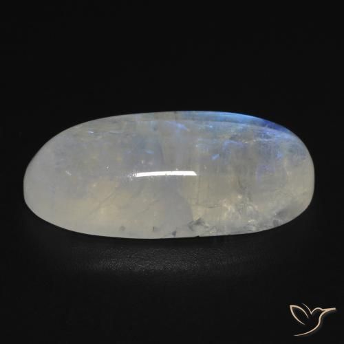 Pierre de lune arc-en-ciel Blanc bleuâtre naturelle ovale, 12.42 ct, Transparent