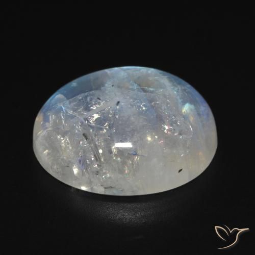 Pierre de lune arc-en-ciel Blanc bleuâtre naturelle ovale, 15.46 ct, Transparent