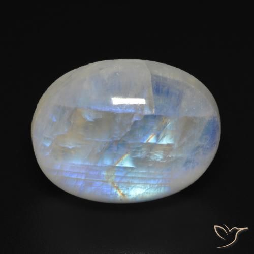 16.79ct Naturel Blanc bleuâtre Pierre de lune arc-en-ciel, ovale, Transparent