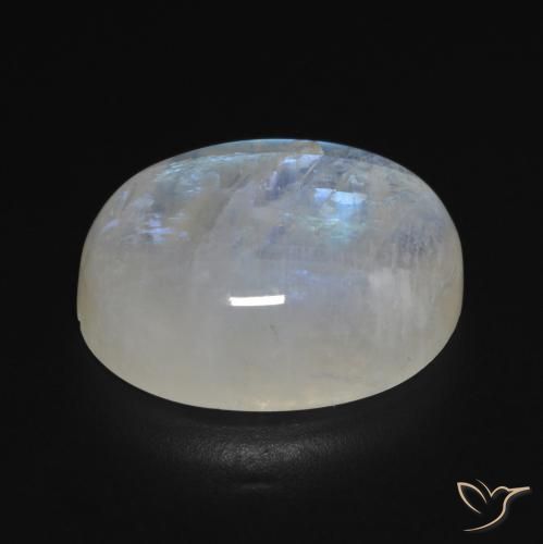 Pierre de lune arc-en-ciel Blanc bleuâtre naturelle ovale, 16.79 ct, Transparent