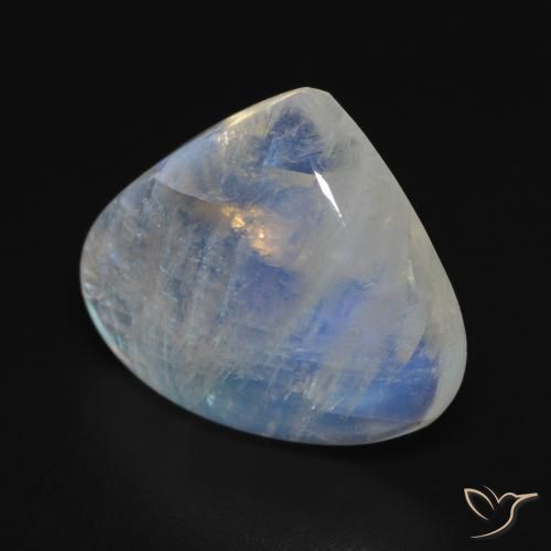Pierre de lune arc-en-ciel Blanc bleuâtre naturelle En forme de poire, 12.67 ct, Transparent