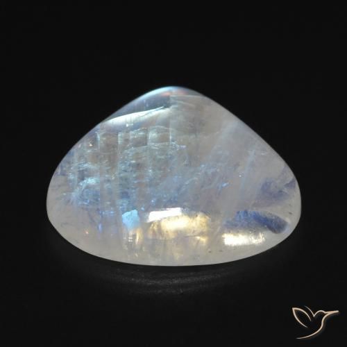 Pierre de lune arc-en-ciel Blanc bleuâtre naturelle En forme de poire, 12.67 ct, Transparent