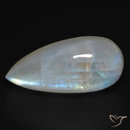 Pierre de lune arc-en-ciel Blanc bleuâtre naturelle En forme de poire, 15.73 ct, Transparent