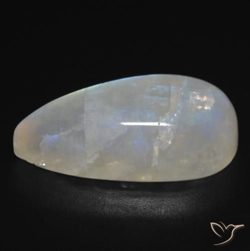 Pierre de lune arc-en-ciel Blanc bleuâtre naturelle En forme de poire, 15.73 ct, Transparent