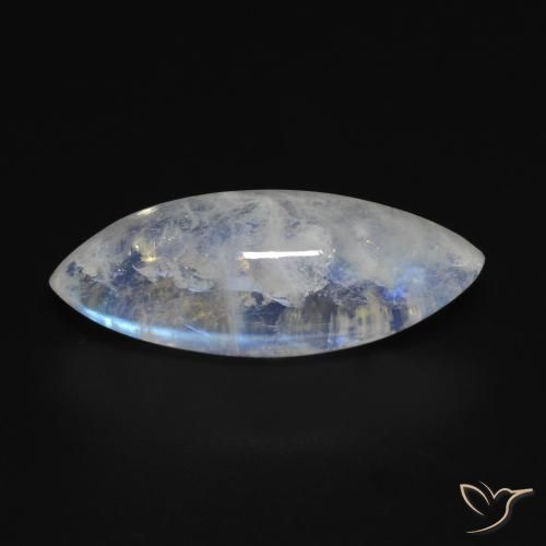 10.53ct Naturel Blanc bleuâtre Pierre de lune arc-en-ciel, Marquise, Transparent