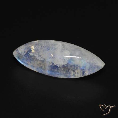 Pierre de lune arc-en-ciel Blanc bleuâtre naturelle Marquise, 10.53 ct, Transparent