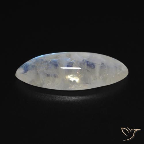 Pierre de lune arc-en-ciel Blanc bleuâtre naturelle Marquise, 10.53 ct, Transparent