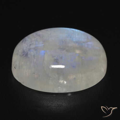 Pierre de lune arc-en-ciel Blanc bleuâtre naturelle ovale, 17.16 ct, Transparent