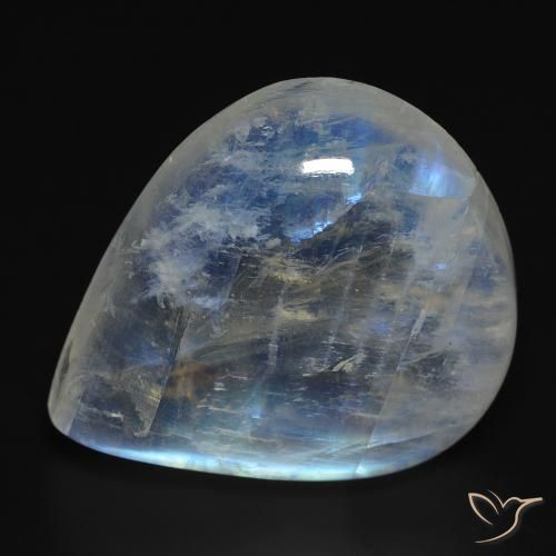 Pierre de lune arc-en-ciel Blanc bleuâtre naturelle En forme de poire, 18.49 ct, Transparent