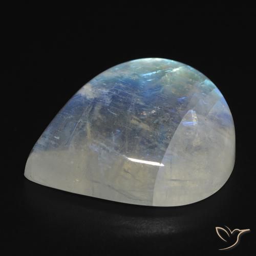 Pierre de lune arc-en-ciel Blanc bleuâtre naturelle En forme de poire, 18.49 ct, Transparent