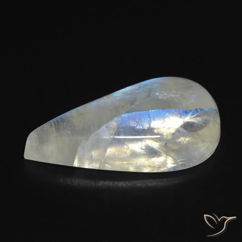 Pierre de lune arc-en-ciel Blanc bleuâtre naturelle En forme de poire, 10.68 ct, Transparent
